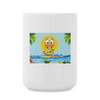 Sunny Island Cartoon Sun - Large Mug 440 ml - white - Front