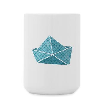 Bateau en papier hangar à poissons prêt pour les vacances bateau de navire - Grande tasse 440 ml - blanc - Devant