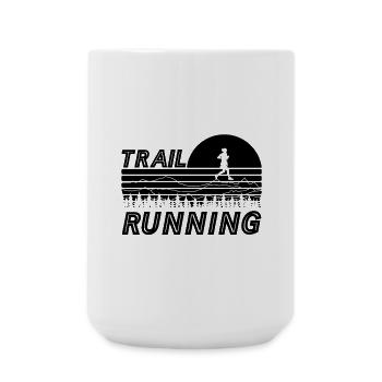 Trail running in the sunset with mountains and Wa - Large Mug 440 ml - white - Front