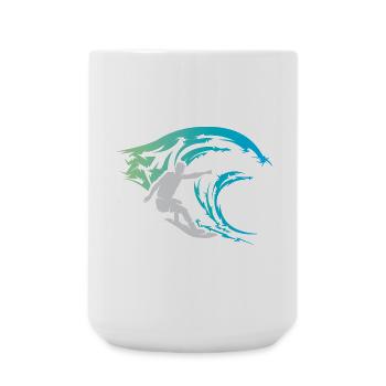 surfer Welle Wasser Meer Sport Farbe Icon Logo - Große Tasse 440 ml - Weiß - Vorne