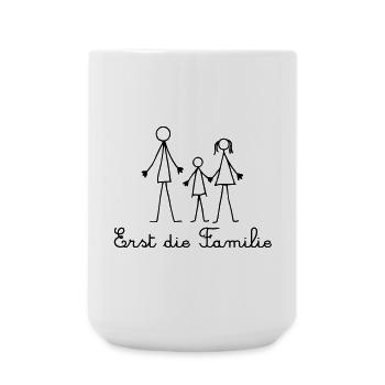 Erst die Familie - Strichmännchen Familie - Große Tasse 440 ml - Weiß - Vorne