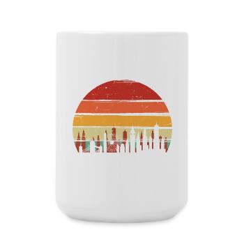 Retro Sunset City Skyline - Große Tasse 440 ml - Weiß - Vorne
