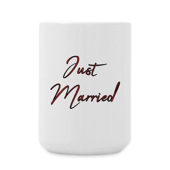 GERADE VERHEIRATET. Junggesellinnenabschied. VALENTINSTAG. PAAR - Große Tasse 440 ml - Weiß - Vorne