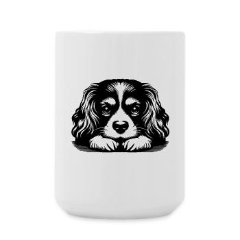 Cavalier King Charles Spaniel Kopf mit Pfoten - Große Tasse 440 ml - Weiß - Vorne