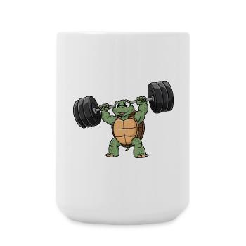 Starke Schildkröte Fitness Hantel Workout Training - Große Tasse 440 ml - Weiß - Vorne