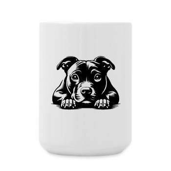 Staffordshire Bull Terrier Head with Paws - Large Mug 440 ml - white - Front