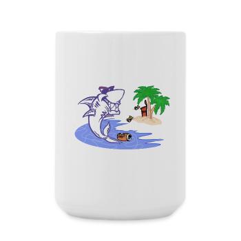 SHARKYS OLDHOUSE Sharky vor Inselparadies - Große Tasse 440 ml - Weiß - Vorne