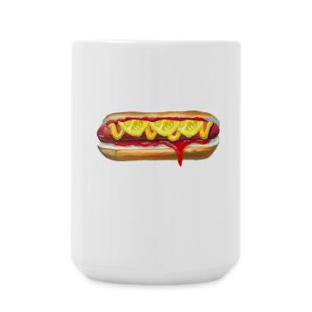 Farbexplosiver Hotdog Malerei - Große Tasse 440 ml - Weiß - Vorne