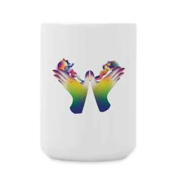 Rainbow Hands of Care - Large Mug 440 ml - white - Front