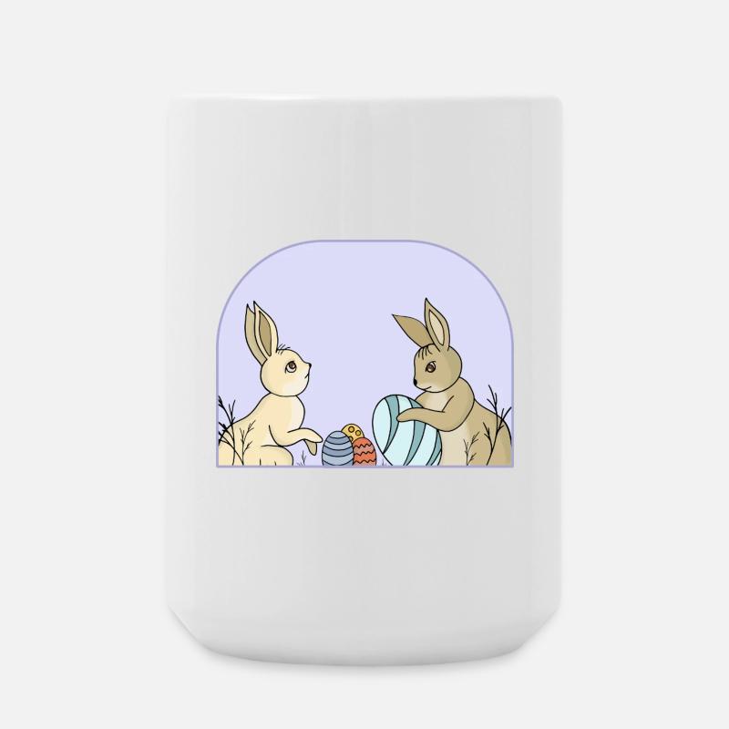 Cute bunnies with eggs - Large Mug 440 ml - white