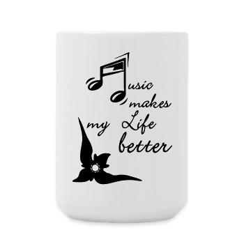 Music makes my Life better Musik Geschenk - Große Tasse 440 ml - Weiß - Vorne