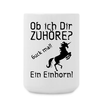 Guck mal! Ein Einhorn! Geschenk - Große Tasse 440 ml - Weiß - Vorne