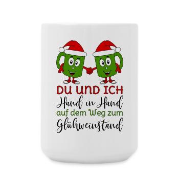 Glühwein - Du und Ich Hand in Hand Glühweinstand  - Große Tasse 440 ml - Weiß - Vorne