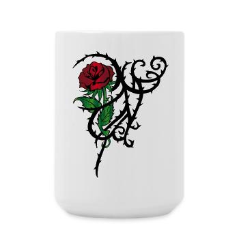 Tattoo Rose - Große Tasse 440 ml - Weiß - Vorne