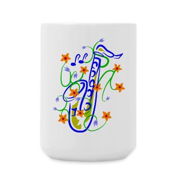 Verspielte Saxofon-Florenz Illustration - Große Tasse 440 ml - Weiß - Vorne