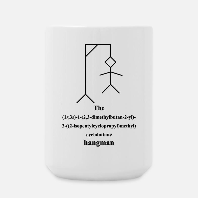 Pendu - Nom du pendu IUPAC du pendu - noir - Grande tasse 440 ml - blanc