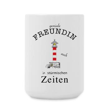 Für eine geniale Freundin Leuchtturm Handzeichnung - Große Tasse 440 ml - Weiß - Vorne