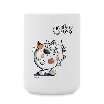 Chat avec un ballon de poisson - Grande tasse 440 ml - blanc - Devant