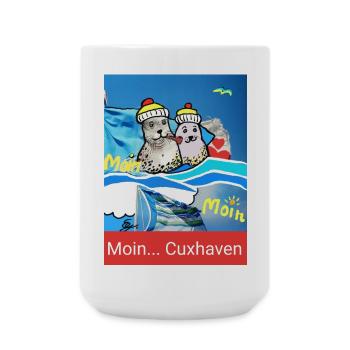 EG Cuxhaven I Stadt I Foto Zeichnung Gerecke - Große Tasse 440 ml - Weiß - Vorne