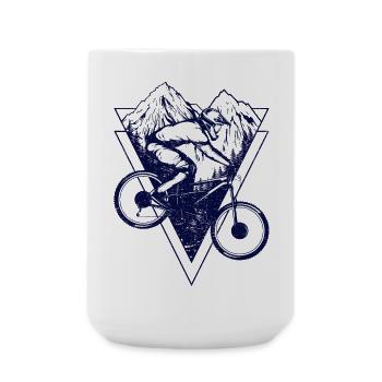 Mountain Biking Triangles - Large Mug 440 ml - white - Front