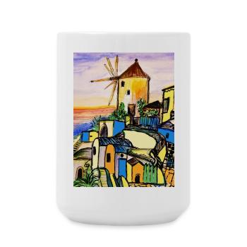 EG Urlaub I Meer I Griechenland I Kreta I Aquarell - Große Tasse 440 ml - Weiß - Vorne