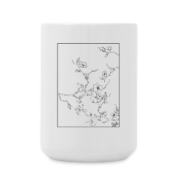 Floral Design Kirschblüten Outline Schwarz - Große Tasse 440 ml - Weiß - Vorne