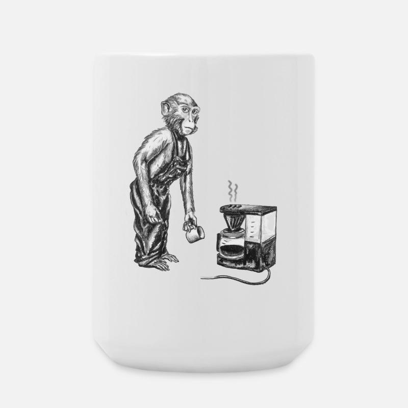 Monkey and coffee - Large Mug 440 ml - white