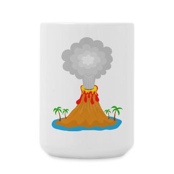 Volcan, éruption, île volcanique, lave, palmiers, montagne - Grande tasse 440 ml - blanc - Devant