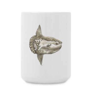 Mola mola poisson-lune pour les pêcheurs, les plongeurs - Grande tasse 440 ml - blanc - Devant