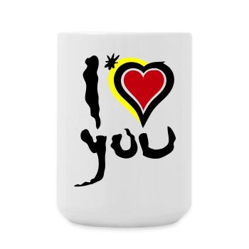 I love you Heart Abstract Art Valentine's Day - Large Mug 440 ml - white - Front
