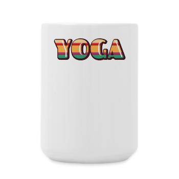 Retro bunter Yoga Schriftzug - Große Tasse 440 ml - Weiß - Vorne
