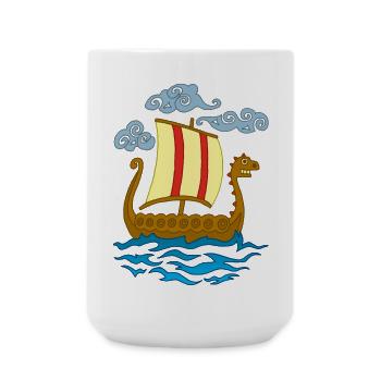 Drakkar viking rigolo - Grande tasse 440 ml - blanc - Devant