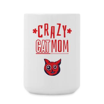 Katzenmama verrückt - Große Tasse 440 ml - Weiß - Vorne