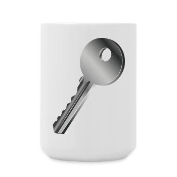 silver-colored single key - Large Mug 440 ml - white - Front