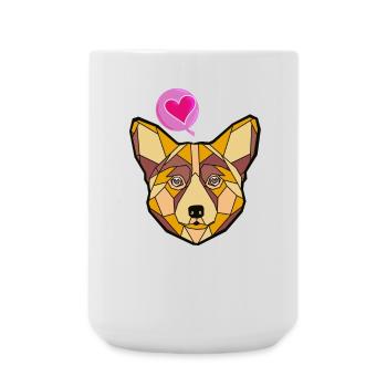 Chien géométrique au cœur - Grande tasse 440 ml - blanc - Devant
