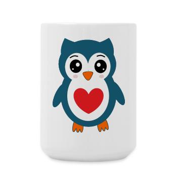 Hibou Chouette Bleue - Grande tasse 440 ml - blanc - Devant