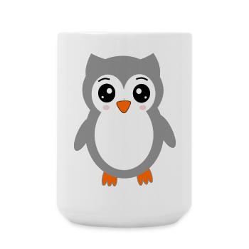 gray owl - Large Mug 440 ml - white - Front