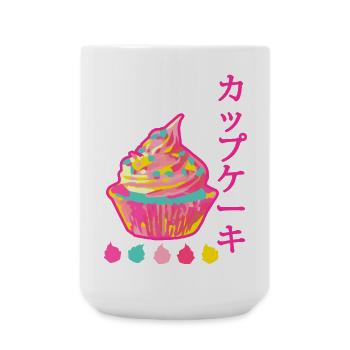 Kawaii Neon Rainbow Japan Cupcake - Große Tasse 440 ml - Weiß - Vorne