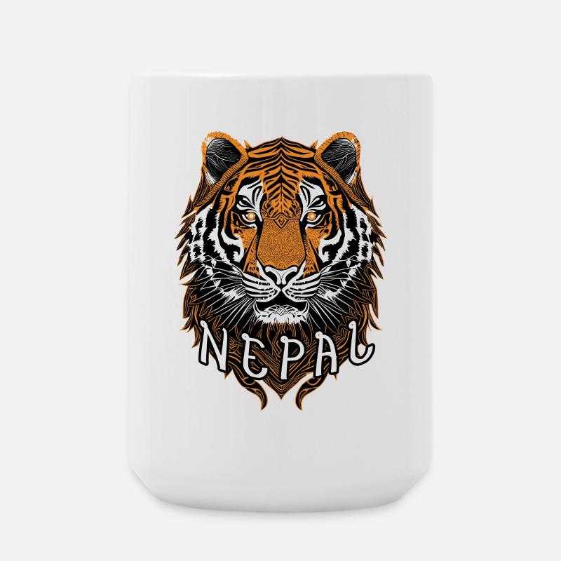 Nepalese tiger head - Large Mug 440 ml - white