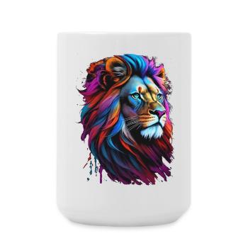 Löwe - Große Tasse 440 ml - Weiß - Vorne