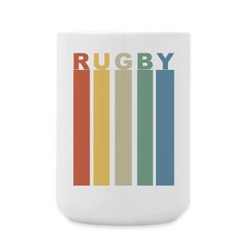 Retro rugby band of vertical colors - Large Mug 440 ml - white - Front