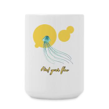 Finde deinen Flow – Leuchtende Qualle - Große Tasse 440 ml - Weiß - Vorne