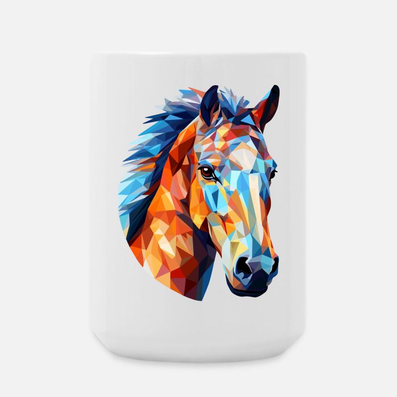 Cheval Polygone Tête De Cheval Chevaux - Grande tasse 440 ml - blanc