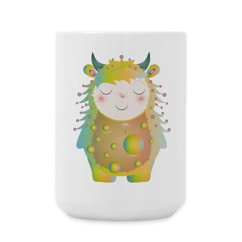 niedliches pastellfarbenes Monster mit Hörner - Große Tasse 440 ml - Weiß - Vorne
