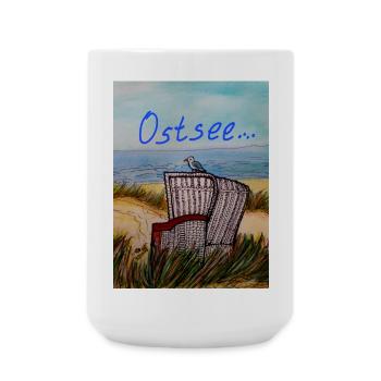 EG Urlaub I Reisen I Ostsee I Strand I Möwe - Große Tasse 440 ml - Weiß - Vorne