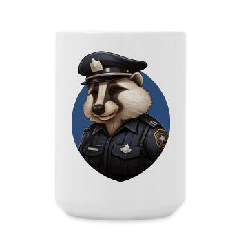 Police Badger - Large Mug 440 ml - white - Front