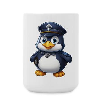 Policier pingouin - Grande tasse 440 ml - blanc - Devant