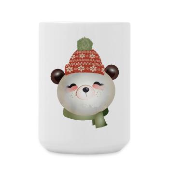 niedlicher Panda Bär mit Pudelmütze im Winter - Große Tasse 440 ml - Weiß - Vorne