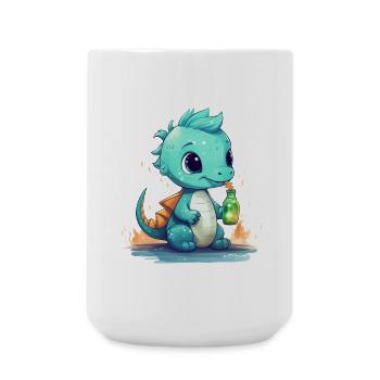Kleiner Blauer Babydrache Fantasy Shirt - Große Tasse 440 ml - Weiß - Vorne