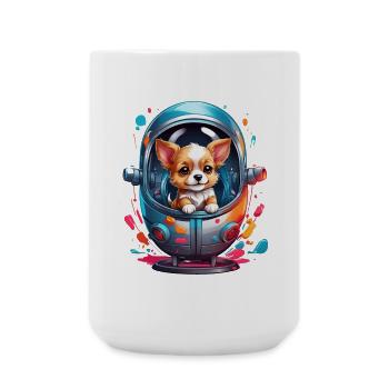 Space puppy in spacesuit - Large Mug 440 ml - white - Front